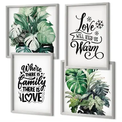 Meerluik in lijst met aquarelontwerp van familie, liefde en een huis