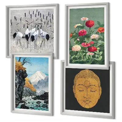 Set van posters met lijst met Japanse natuur en Japandi-stijl