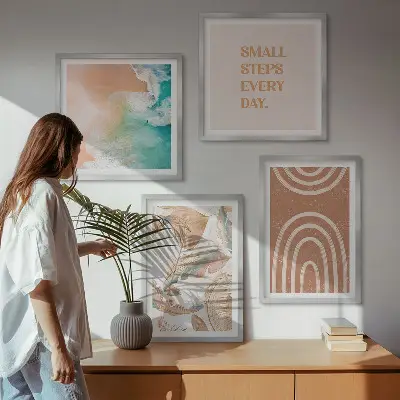 Fijne boho-bladeren letters meerluik in lijst