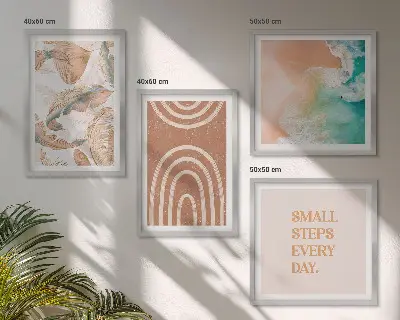 Fijne boho-bladeren letters meerluik in lijst