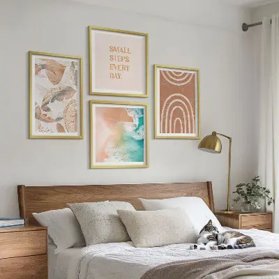 Fijne boho-bladeren letters meerluik in lijst