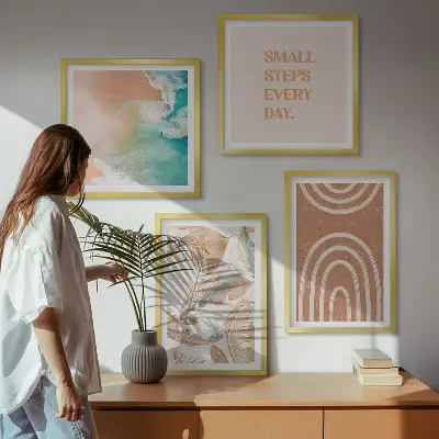 Fijne boho-bladeren letters meerluik in lijst