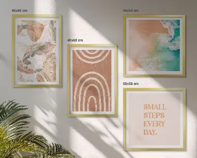 Fijne boho-bladeren letters meerluik in lijst