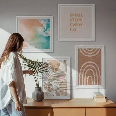 Fijne boho-bladeren letters meerluik in lijst
