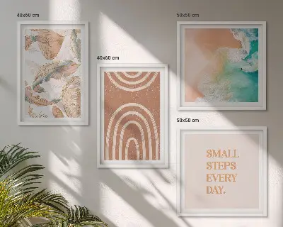 Fijne boho-bladeren letters meerluik in lijst