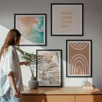 Fijne boho-bladeren letters meerluik in lijst