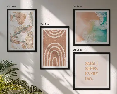 Fijne boho-bladeren letters meerluik in lijst