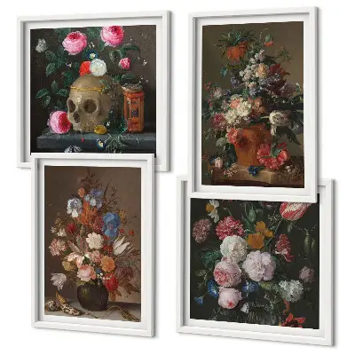 Meerluik in lijst Bloemen in vazen, composities