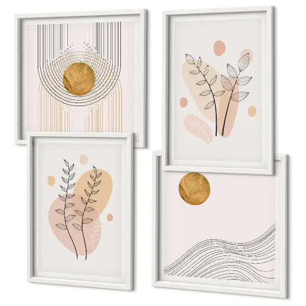 Minimalistische planttekeningen set van posters met lijst