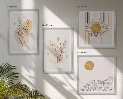 Minimalistische planttekeningen set van posters met lijst