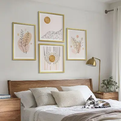 Minimalistische planttekeningen set van posters met lijst