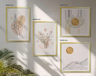 Minimalistische planttekeningen set van posters met lijst