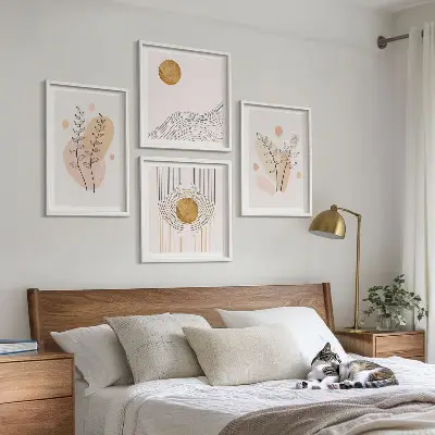 Minimalistische planttekeningen set van posters met lijst