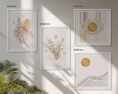 Minimalistische planttekeningen set van posters met lijst