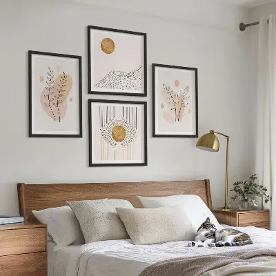 Minimalistische planttekeningen set van posters met lijst