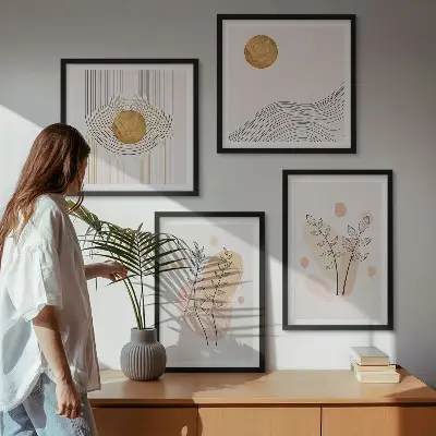 Minimalistische planttekeningen set van posters met lijst