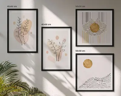 Minimalistische planttekeningen set van posters met lijst