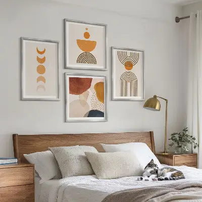 Boho minimalistische wanddecoratie meerluik in lijst