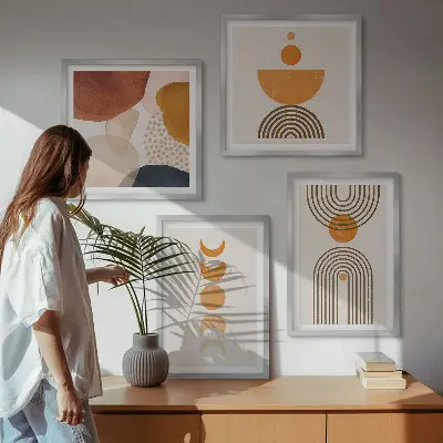 Boho minimalistische wanddecoratie meerluik in lijst