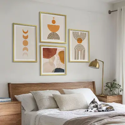Boho minimalistische wanddecoratie meerluik in lijst