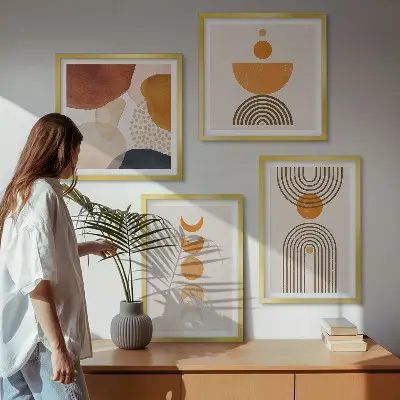 Boho minimalistische wanddecoratie meerluik in lijst
