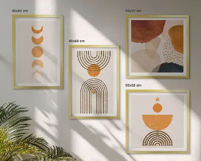 Boho minimalistische wanddecoratie meerluik in lijst
