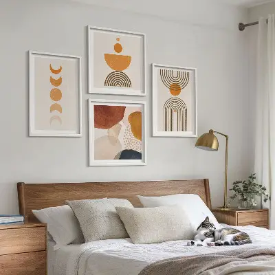 Boho minimalistische wanddecoratie meerluik in lijst