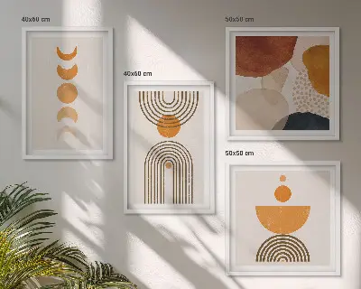 Boho minimalistische wanddecoratie meerluik in lijst