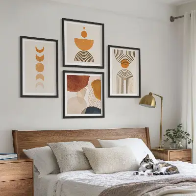 Boho minimalistische wanddecoratie meerluik in lijst