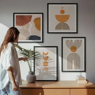 Boho minimalistische wanddecoratie meerluik in lijst