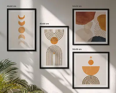 Boho minimalistische wanddecoratie meerluik in lijst