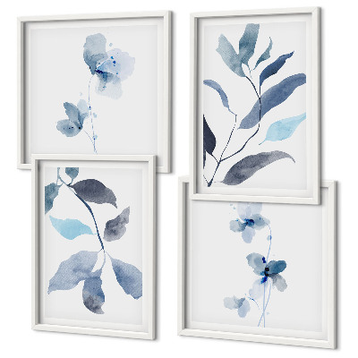 Set van posters met lijst Blauwe bladeren aquarel