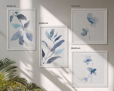 Set van posters met lijst Blauwe bladeren aquarel