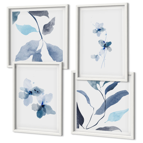 Meerluik in lijst Minimalistische blauwe bloemen