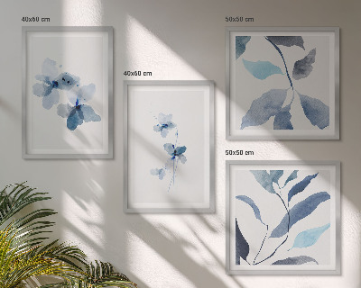 Meerluik in lijst Minimalistische blauwe bloemen