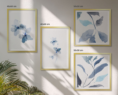 Meerluik in lijst Minimalistische blauwe bloemen