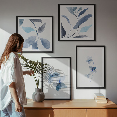 Meerluik in lijst Minimalistische blauwe bloemen