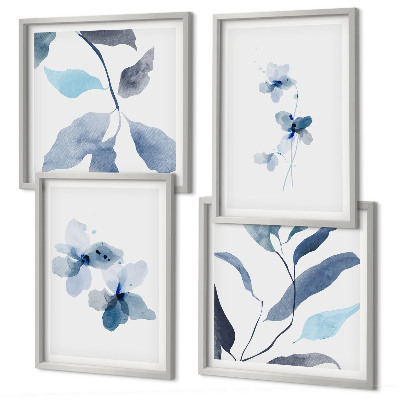 Meerluik in lijst Minimalistische blauwe bloemen