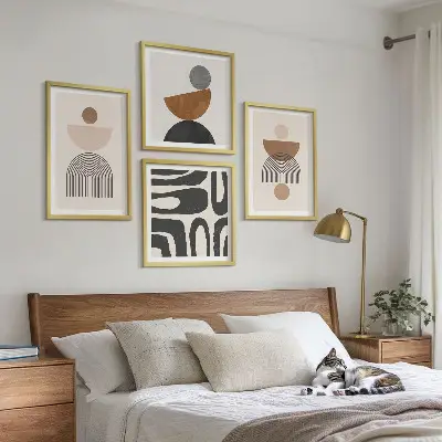 Set posters met lijst in abstracte boho-stijl