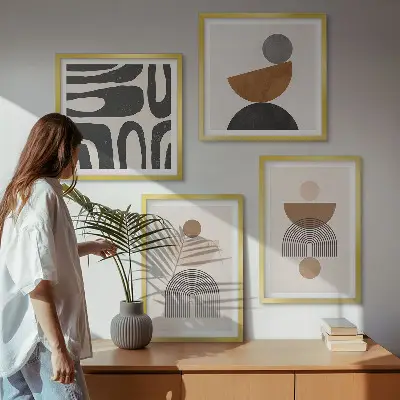 Set posters met lijst in abstracte boho-stijl
