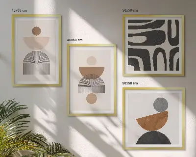 Set posters met lijst in abstracte boho-stijl