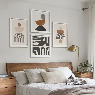 Set posters met lijst in abstracte boho-stijl