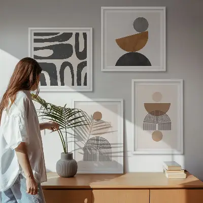Set posters met lijst in abstracte boho-stijl