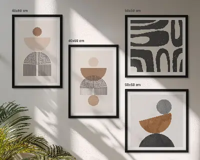 Set posters met lijst in abstracte boho-stijl