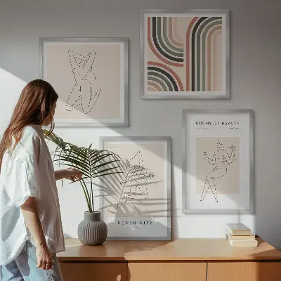 Vrouwelijke silhouetten posters meerluik in lijst