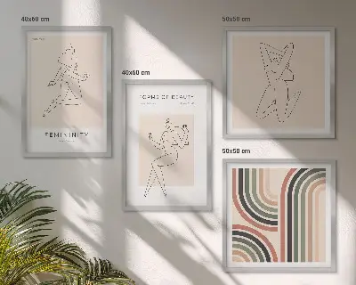 Vrouwelijke silhouetten posters meerluik in lijst