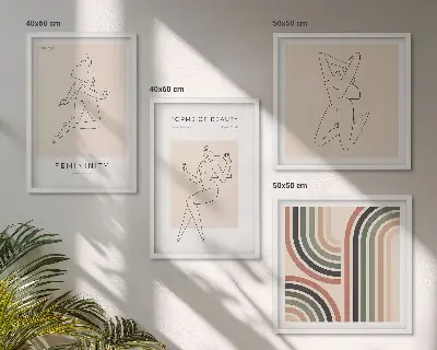 Vrouwelijke silhouetten posters meerluik in lijst