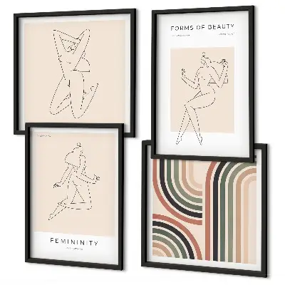 Vrouwelijke silhouetten posters meerluik in lijst