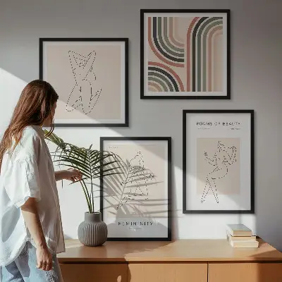 Vrouwelijke silhouetten posters meerluik in lijst