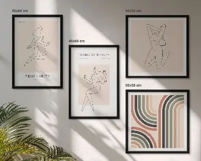 Vrouwelijke silhouetten posters meerluik in lijst